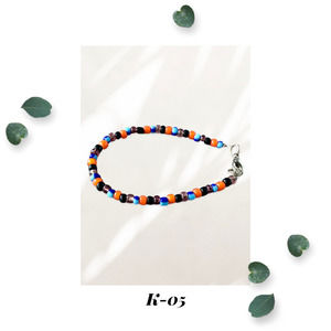 Speckled Season - Seed Bead Bracelet - Orange Blue Purple Black